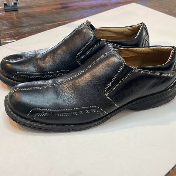 DOCKERS Men's Agent Bike Toe Loafers Black Leather Size 13M - Picture 2 of 10